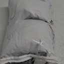 SHINELAND White Greyish Blackout Curtains 96 Inches Long,Pinch Pleated Linen Black Out Curtains for Bedroom 2 Panel Set