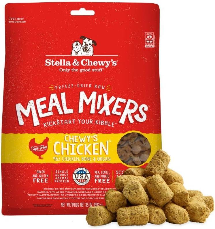 Stella & Chewy's Freeze-Dried Raw Chicken Meal Mixers- Dog Food Topper and Mixer - Made with 95% Cage-Free Chicken, Organs & Bone - Perfect for Picky Eaters - Grain-Free - 35oz (EXP 12/11/26)