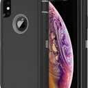 Annymall for iPhone X Case,iPhone Xs Case with Screen Protector Full Body Shockproof Drop-Proof Heavy Duty Rugged Bumper 3-Layer Defender Protective Phone Case Cover for Apple iPhone X/Xs (Black/Gray)