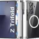 for Galaxy Z Trifold Case Compatible with MagSafe, Bulit-in Dual Hinge Protection & Strong Magnetic Ring, Crystal Anti-Yellowing Slim Thin Phone Cover for Samsung Galaxy Z Trifold (Clear)