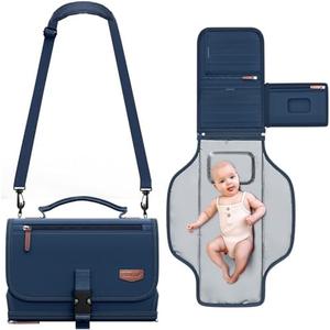 Portable Diaper Changing Pad with Shoulder Strap, Detachable Travel Changing Pad with Baby Wipes Pocket, Gifts for Baby Shower, Newborn Girls and Boys (Royal Blue)