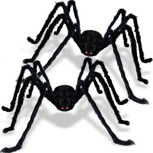 ZMCINER Halloween Spiders Large Outdoor Big Spider Decorations Realistic Scary Hairy Halloween Decor (2 Pack 59 Inch)