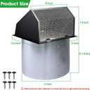 12 Inch Wall Vent Hood Exhaust Vent Cover Cap Outdoor Hooded Wall Vent with Screen and Damper for HVAC Duct Dryer Range Hood Industrial Facilities Ventilation and Air Exhaust,Galvanized Steel,Black