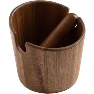 5 inch Coffee Knock Box espresso knock box,Wood Bin for Espresso Machine Coffee Grounds Acacia wood Knock Box Suitable for coffee bar decoration-coffee bar accessories