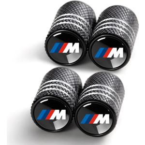 Tire Valve Stem Caps for BMW M 3 5 7 X1 X3 M3 M5 X1 X5 X6 Series Metal Car Wheel Air caps Auto Valve Stem Caps Accessories 4 Pcs Black