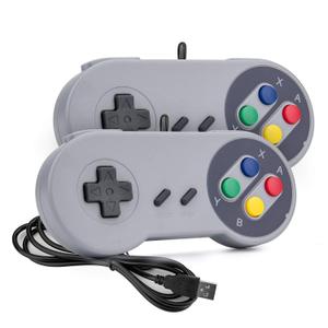 Rii Game Controller, Retro USB Controller for PC Gaming, Super Classic Wired Game Emulator Controller for PC, Raspberry Pi, Windows, Mac, Liunx, Android (Grey, 2 Pack)