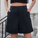 Bettysays Shorts for Women Bermuda Shorts Casual Elastic Waist Wide Leg Shorts with Pockets (XL)