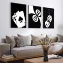 3Pcs Black and White Poker Dice Canvas Wall Art Lucky You Poster Prints Trendy Funky Preppy Y2K 8 Ball Pictures Artwork Aesthetic Painting for Game Room Apartment Dorm Decor 12x16in Unframed