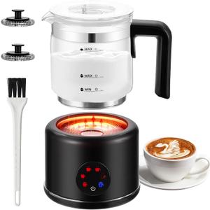 Electric Milk Frother, 6 in 1 Milk Steamer,17oz Automatic Warm and Cold Foam Maker for Coffee,Latte, Cappuccino, Macchiato, Hot Chocolate (Black)