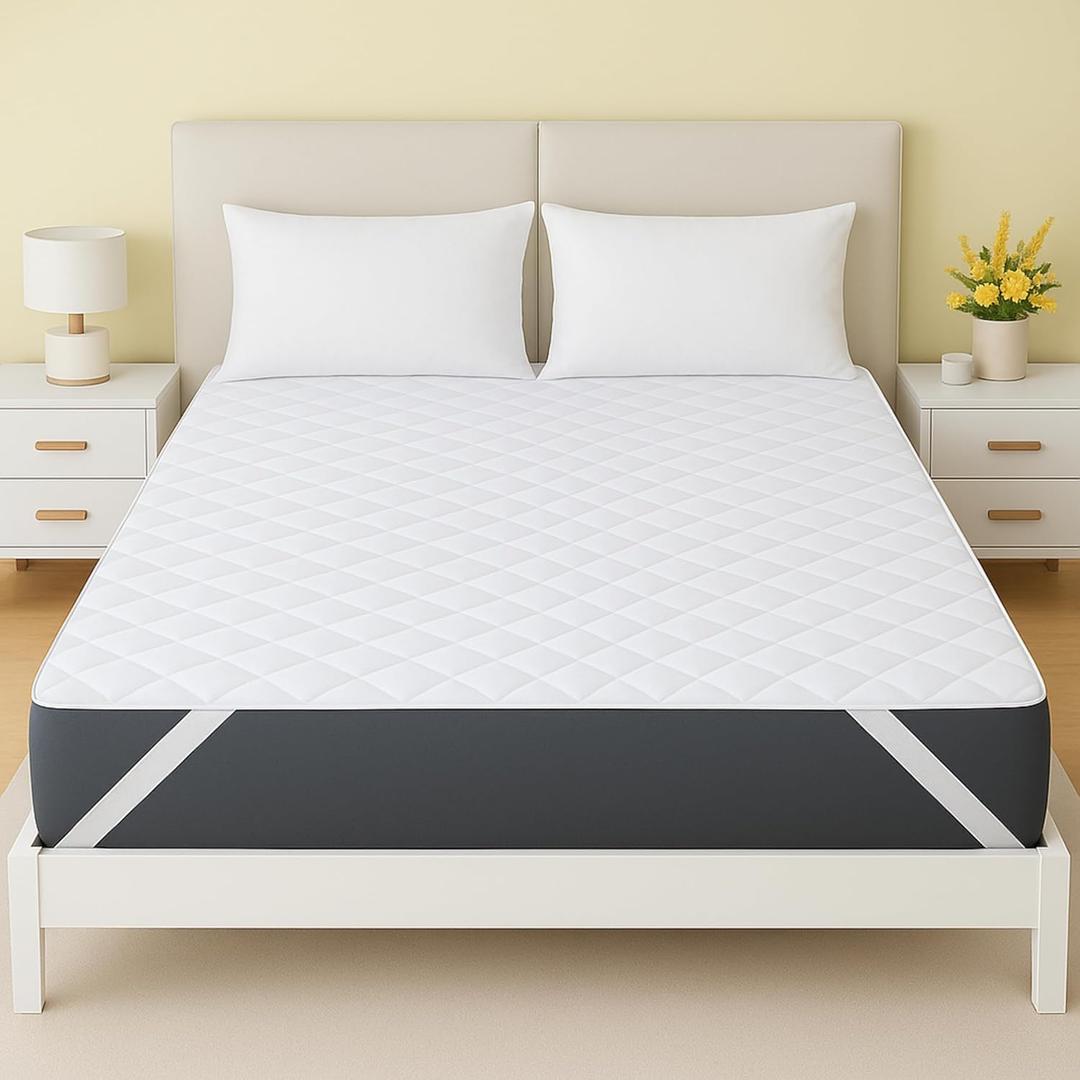 Washable Underpads Queen Size 60'' x 80'' - Waterproof Reusable Heavy Absorbency Incontinence Bed Pads with Straps - Bedwetting Mattress Protector for Adults, Kids, Elderly and Pets (White)