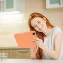 ZryXal New iPad Pro 12.9 Inch Case 2022/2021/2020(6th/5th/4th Gen) with Pencil Holder,Smart iPad Case [Support Touch ID and Auto Wake/Sleep] with Auto 2nd Gen Pencil Charging (Orange)