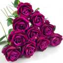 10 PCS Artificial Roses with Long Stems Silk Flowers Realistic Foam Flowers Fake Roses for Valentine's Day Home Wedding Halloween Decor(Rose Red)