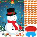 Hooqict Christmas Games Pin The Nose on The Snowman Christmas Holiday Party Games for Kids Snowman Party Decorations, Large Christmas Pin Games Poster with 45 Nose Stickers