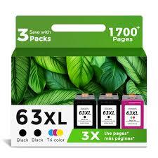 Ankink 63XL Ink Cartridges Replacement for HP 63 XL (2 Black 1 Color Combo 3-Pack) Fit for HP63 3830 4650 4652 4655 5200 5252 5255 5258 4520 4512 1112 2132 3630 3632 3631 2130 4510 4654 Printers