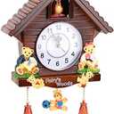 WGFOIP Cuckoo Clock, Tree House Clock Wooden Pendulum Wall Clock Pendulum Quartz Clock for Home, Cuckoo Bird Voices Call