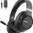 Wireless Bluetooth Headsets with Microphone for Computer, Headphone Foldable Over Ear Soft 40H with Retractable Mic, USB Dongle for PS5 PS4 PC Cellphone Laptop