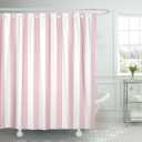 Emvency Shower Curtain Abstract Classic Pink and White Stripe Graphic Modern Waterproof Polyester Fabric 72 x 78 inches Set with Hooks