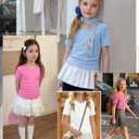 3 Pack Girls Short Sleeve Shirts Summer Slim Fit V Neck Tops Side Ruched Cute Tees Basic Clothes for Kids 5-14 Years