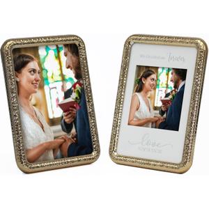 MIMOSA MOMENTS 6x8 Brass Hammered Metal Picture Frame, Display 4x4 Photo on Tabletop or Wall (4x4, Brass) MIMOSA MOMENTS 6x8 Brass Hammered Metal Picture Frame, Display 4x4 Photo on Tabletop or Wall (4x4, Brass)