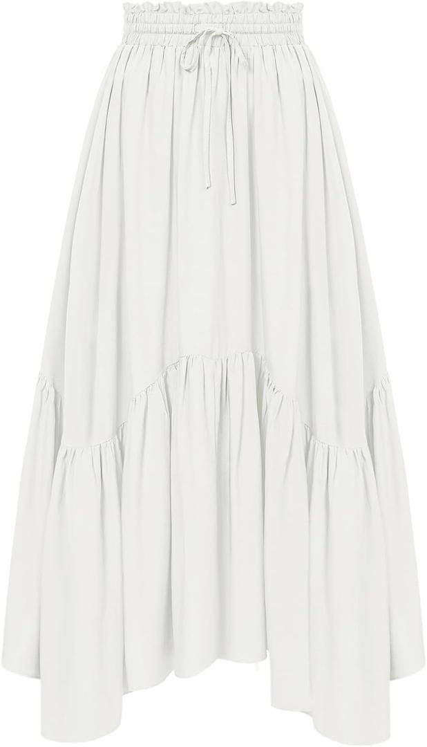 Scarlet Darkness Maxi Skirts for Women High Waist Renaissance Skirt Long Skirt with Pockets (White, M)