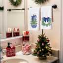 Christmas Chinoiserie Kitchen Towels Decor,Blue Bow Coquette Christmas Tree Towels Gifts,Blue Christmas Hand Towels for Bathroom Kitchen,Grandmillennial Decor, 16x24 Inches Set of 2