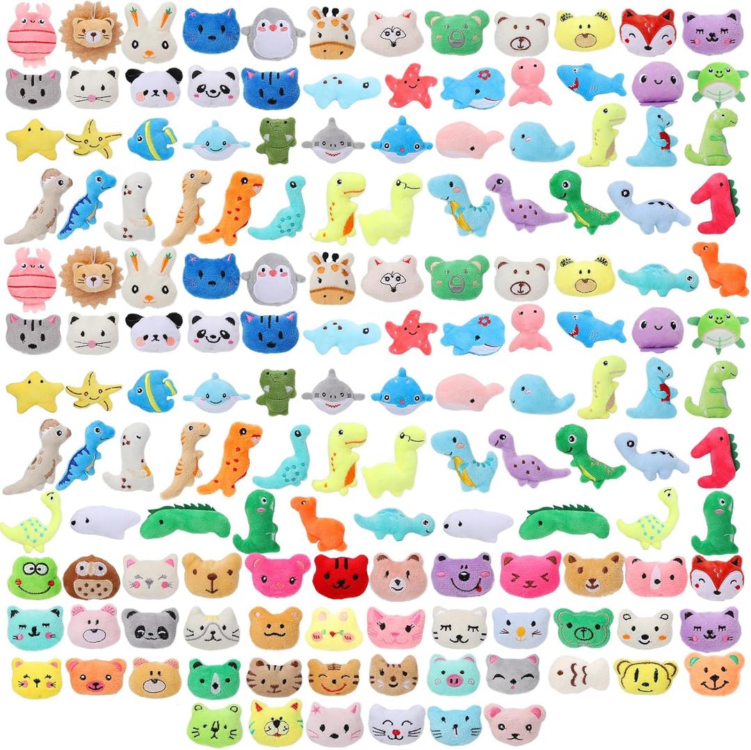 150 PCS Mini Animal Plush Set Cute Small Animal Stuffed Key chain for Party Favors Key chain Ornament for Goody Bag Easter Egg Stuffers Carnival Birthday Party Classroom Prizes