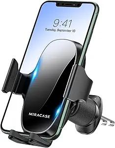 Miracase Phone Holders for Your Car with Metal Hook Clip, Air Vent Cell Phone Car Mount, Hands Free Universal Automobile Cradle Fit for iPhone Android and All Smartphones, Classic Black