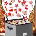 CHENGU 2-pack Christmas Ornament Storage Stores up to 64 Christmas Ball Accessories Holder with Adjustable Dividers, Zippered Closure Two Handles for Holiday Ornaments and Xmas Decorations(Grey)