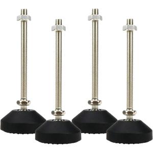 LC LICTOP M8x100mm Leveling Feet 4Pcs, 4.8 Inch Height & 880 lb Capacity, Heavy Duty Adjustable Swivel Furniture Glides, Threaded Rubber Feet Levelers for Table, Shelves, Workbench, Cabinet, Machine (Black)