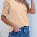 Dokotoo V Neck T Shirts for Women Spring Summer Tops Dressy Casual Blouses Basic Tees (L)