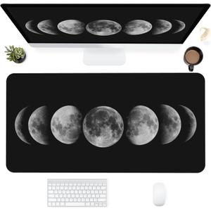 Desk Mat,Celestial Moon Phases Extended Gaming Mouse Pad for Office Work & Game,Computer Keyboard Mouse Mat Desk Non-Slip Rubber Base Large Mousepad with Stitched Edges, 31.5x15.7inch