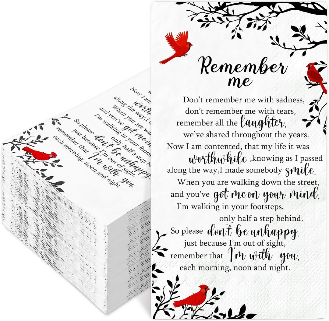 FYSUIMU 200Pcs Funeral Guest Napkins Cardinal Bird Branch Disposable Paper Dinner Napkins for Bereavement Memorial Service Loved Ones, Celebration of Life