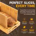 Bread Slicer for Homemade Bread - Bambsi Upgraded Adjustable Bamboo Bread Cutter Board, Foldable Slicing Guide with Crumb Tray for Sourdough, Artisan Loaves, Bagels, Cakes, Bakery Kitchen Gadget Gift