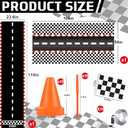 33 Pcs Race Car Party Decorations, Kids Party Decoration, Race Car Cups with Straws, Racing Checkered Flags, Racetrack Floor Runner and Racing Car Themed Tablecloths for Birthday Party Decoration