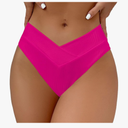 SherryDC Women's V Cut High Waisted Bikini Bottom High Leg Cut Swimsuit Bathing Suit Bottoms, L, Pink
