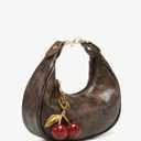 RoseSeek Women's Cute Retro Hand Bag Top Handle Hand Bags Pu Leather Hand Purse with Cherry Decor