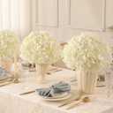 Veryhome 20Pcs White Hydrangea Artificial Flowers, Ivory Faux Hydrangea Flowers, Silk Flowers Heads with Stems, Fake Hydrangeas for Home Decor Wedding Party Centerpieces DIY Floral Arrangements