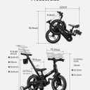 lecoco Upgraded Toddler Bike with Push Handle 6 in 1 for Kids, Balance Bicycle Toys with Training Wheels, Brackes, Cup Holder, Pedal, Kickstand Birthday Gift for Boys and Girls, 12 inch