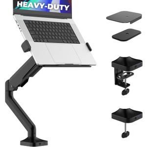 Elevate Pro - Heavy-Duty Standing Laptop Mount for Desk (11"-17.3" - max. 26lbs) Fully Adjustable Gas Spring Arm Stand - Clamp & Grommet Base - Steel Plates for Desk Protection & Stability