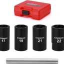 CASOMAN 5 Pieces 1/2"Dr. Twist Socket Set, Lug Nut Remover Tool Metric Bolt and Lug Nut Extractor Socket Tools