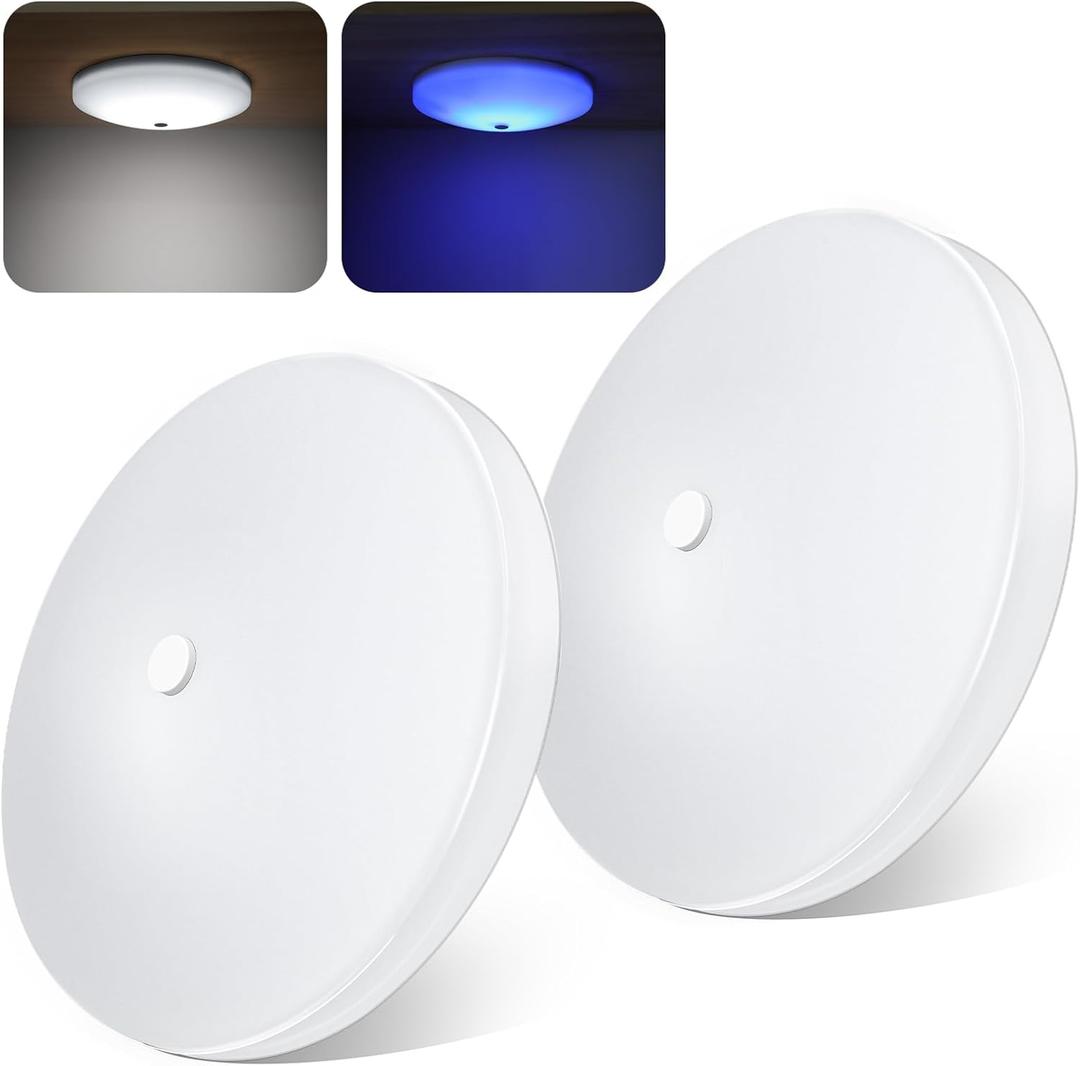acegoo RV Ceiling Dome Light 4.5 Inch 12V Overhead LED Puck Light for Motorhome Boat Camper Trailer Truck Car, Surface Mount CRI90+ 2-Pack (5000K with Blue Nightlight)