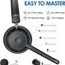 Mopchnic Bluetooth Headset, Wireless Headset with AI Noise-Canceling Microphone, On Ear Wireless Headset with USB Dongle for Work from Home Computer Office