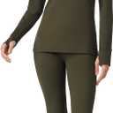 Cuddl Duds Womens Heavyweight Cold Weather Fleece Lined Thermal Set  Long Sleeve Top & Leggings - Winter Lounge Sets (X-Large, Hunter Green)
