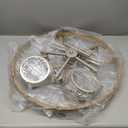 XINGQI 21.7'' Modern Farmhouse Chandelier Drum Pendant Lighting Fixture Hanging Ceiling Lamp for Living Dining Room Over Table, 5 Lights Antique Wood Grain Brushed Nickel with Round Metal