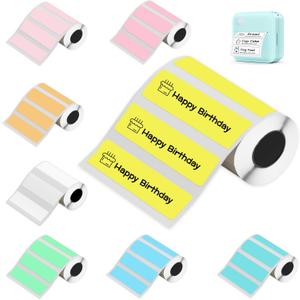 Mini Sticker Printer Label - 8 Rolls 50x15mm Thermal Paper for Miouca Thermal Label Printer, White Adhesive Sticker for Home Office School Organization Color Paper