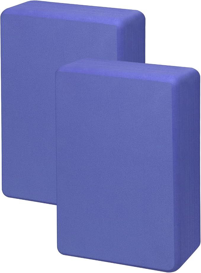 Yoga Block 2 Pack 9"x6"x3", Sturdy Yoga Foam Blocks, High Density & Non Slip Surface for Pilates & Stretching, Fitness Accessories for Stability & Balance