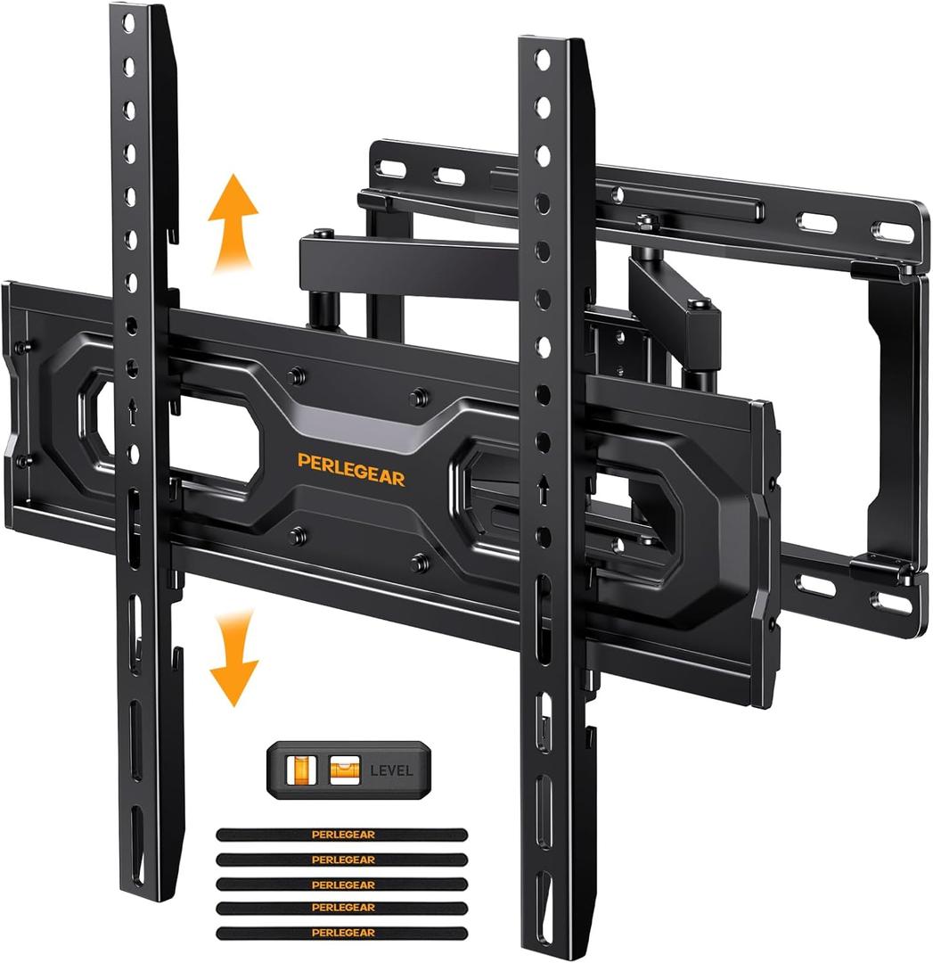Perlegear Full Motion TV Wall Mount for 26-65 inch TVs, TV Bracket Supports Swivel Articulating Level Extension Tilt Arms, Max VESA 400x400mm up to 99lbs, 16" Wood Studs, PGMFK4