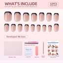 3 x RTKHFZE Press On Nails Short - French Tip Press On Nails Square, Soft Gel False Nails,Glue On Nail For Gift, Natural Reusable Stick On Nail In 15 Sizes - 32 Fake Nails Kit for Gift Idea (Classic Black)