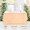 14ft Champagne Tulle Table Skirts for Rectangle Tables 2 Layer Fluffy Tutu Table Cloth for Birthday Party Baby Shower Wedding Banquet Decoration (L14(ft)* H30in)