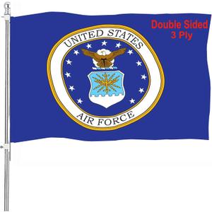 Air Force Crest Emblem Flag 3x5 Outdoor Double Sided- US Coat of Arms Military USAF Flags Heavy Duty 3 Ply Flag Banner with 2 Grommets for Outside Outdoor Indoor